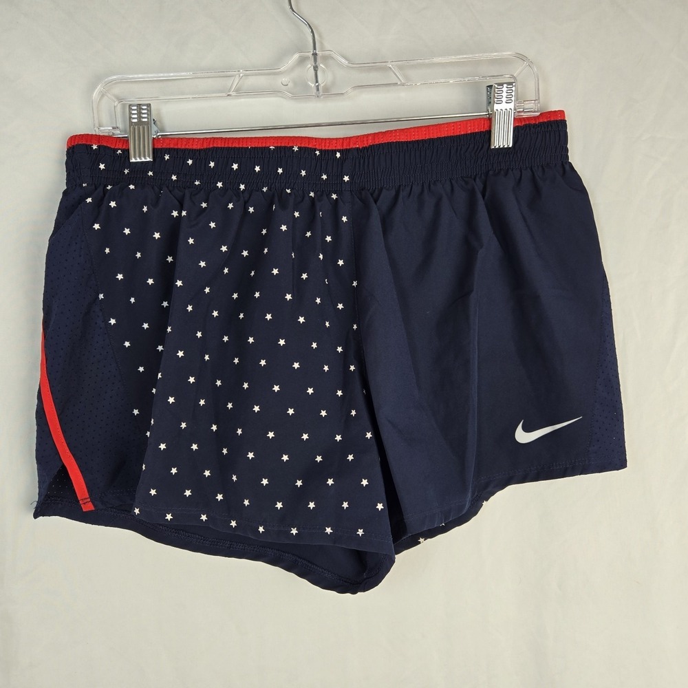 NIKE 10K STARS RUNNING SHORTS Womens Large CV9382-451 Blue Americana Patriotic